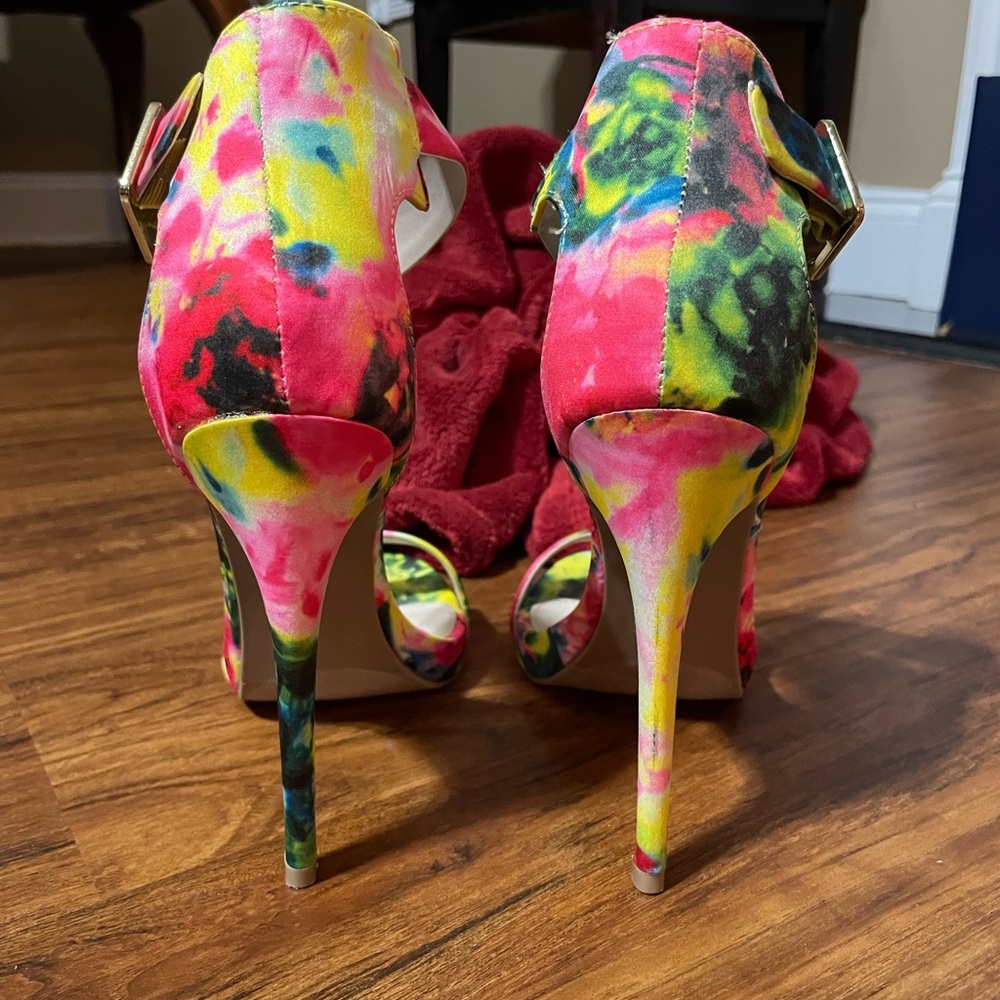 Tie Dye-Print Stiletto Sandals. - Picture 3 of 5